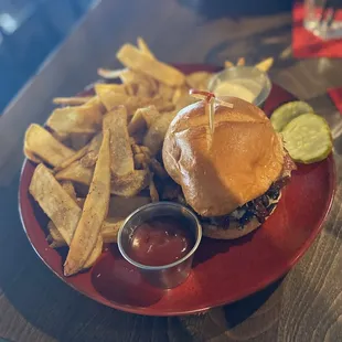 Three Wisemen burger and fries