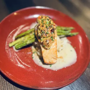 Cedar Plank Stuffed Salmon