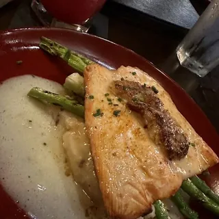 Cedar Planked Stuffed Salmon