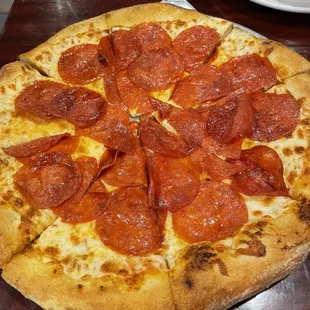 Pepperoni pizza with extra pepperoni