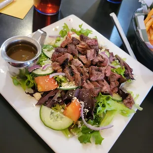 Black and blue salad with ribeye