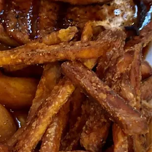 Pork chops and sweet potato fries