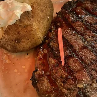a steak and a baked potato