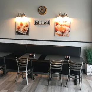 tables and chairs in a restaurant