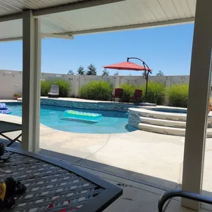 Complete privacy at the pool,  the wall is 6-8 feet tall.