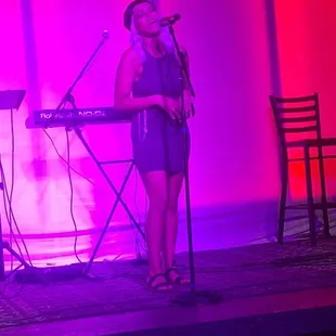Terra belting oit her beautiful voice during Open Mic Night