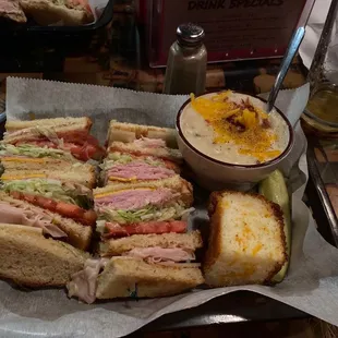 Luv sandwich with loaded potato soup