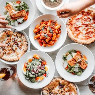 8&quot; Pepperoni &amp; Hot Sausage pizzas  Caesar &amp; BFT Chop Salad Arrabbiata Rigatoni  Mushroom Soup