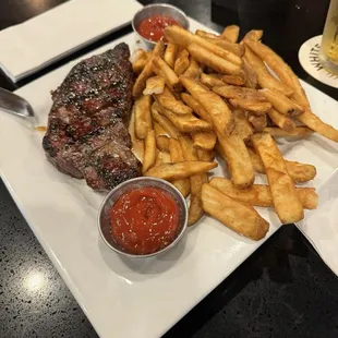 NY strip steak with fries