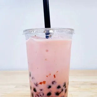 a bubble tea in a plastic cup