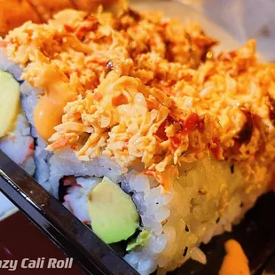 a close up of a sushi roll