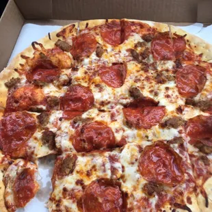 pepperoni and sausage pizza