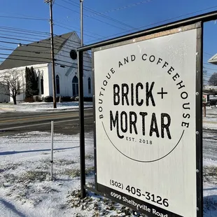 a sign in the snow