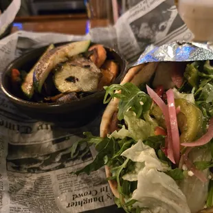 Flankenstein wrap with sautéed veggies