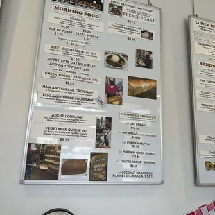 menus on the wall