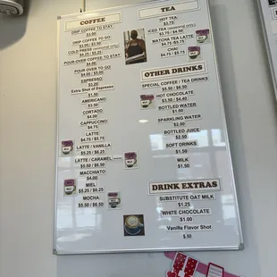 menu and price list