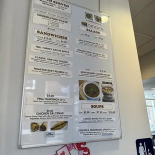 a menu on the wall