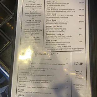 Apps salads pizza menu