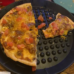 a half eaten pizza