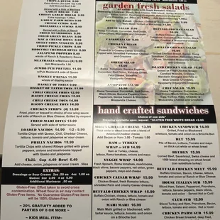 Current menu - effective 10/1/2024