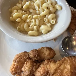 Kids chicken tenders with side of Mac n cheese