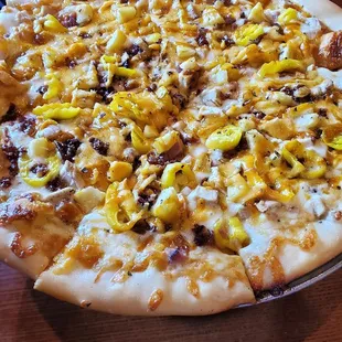 Big Kahuna pizza. Pineapple,  bacon, ham, cheese.