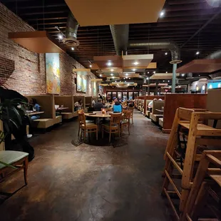 tables and chairs in a restaurant