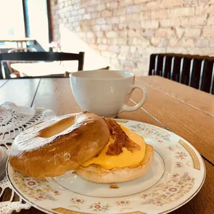 Bacon egg and cheese bagel.