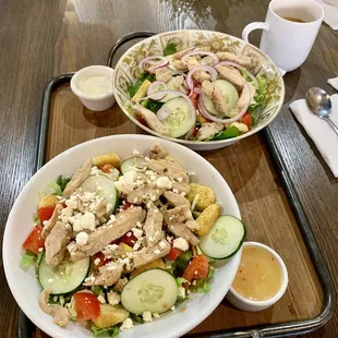 Brick Rhod salad one with feta and one without.