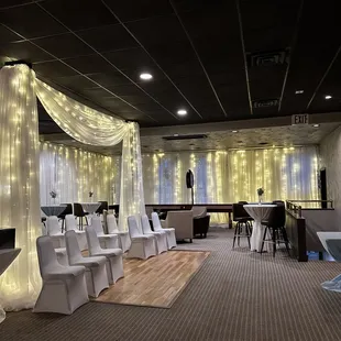 BRIX Upstairs Venue, Cornerstone Lounge. Ceiling Deals came in and transformed the space for a private wedding!