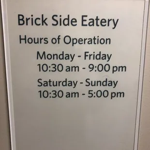 Hours of Operation