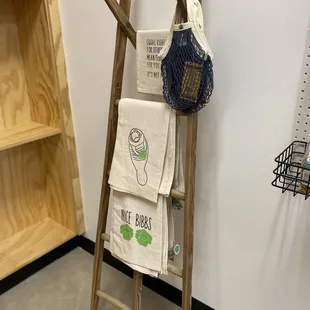 a towel rack with towels on it