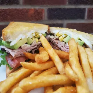 Cobb Salad Sandwich with Fries made a perfect lunch meal!