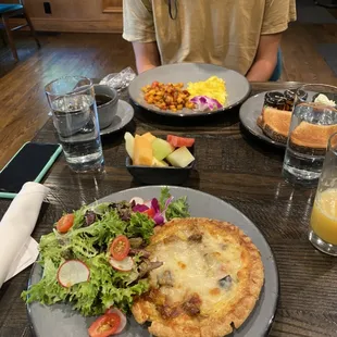 Amazing quiche and fried potatoes.