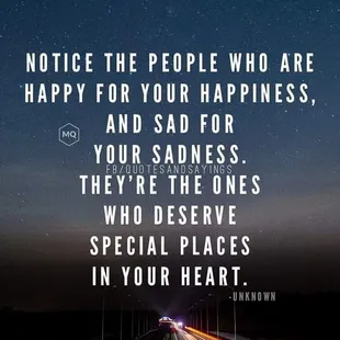 a highway at night with the words, notice the people who are happy for your happiness, and sadness