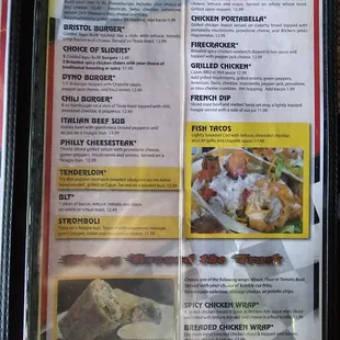 Menu - Samiches , as of 5-29-3024