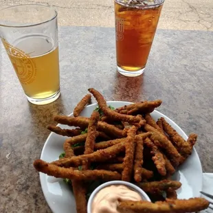 The deep fried green beans were delicious! Paired with the perfect beer