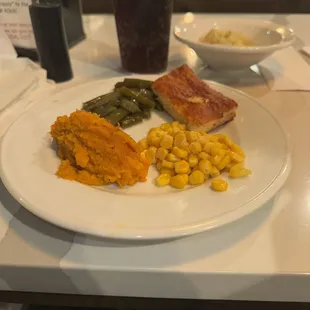 Vegetables and corn bread
