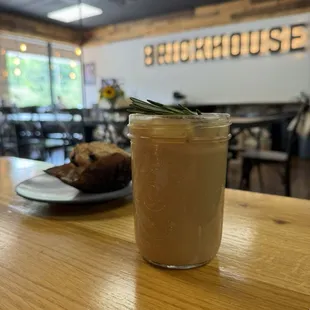 Blueberry Muffin Iced Rosemary Oat Latte