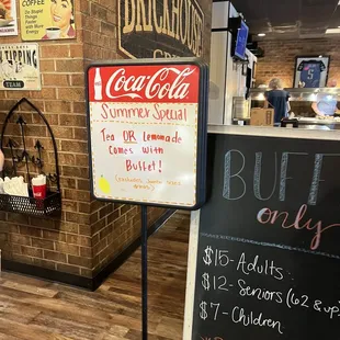 a sign for the menu