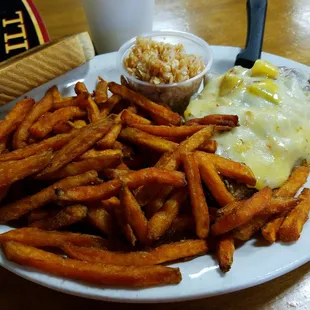Chicken and sweet  potato fries