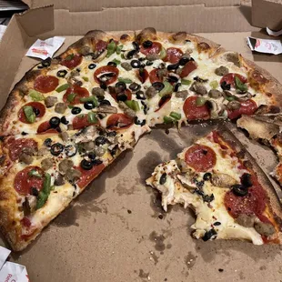One of their pizzas and man is it delicious and great tasting full of flavor.