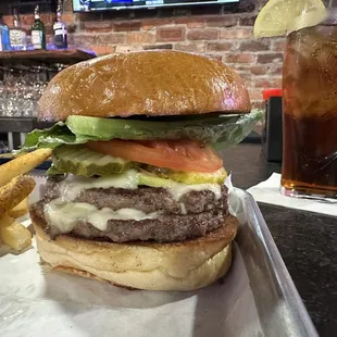 Fire Alarm Burger - fully involved.  Tasty!  And, it's hard to argue against something that looks this good.