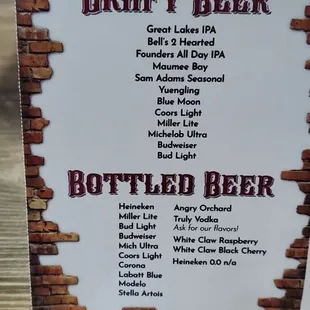 Beer menu