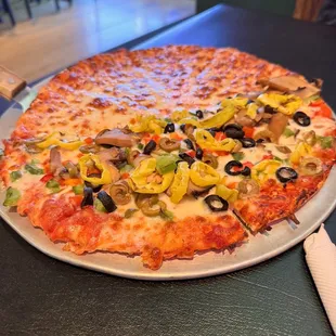  pizza with olives and peppers