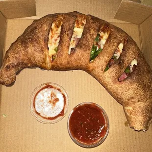 Salami and green pepper Calzone