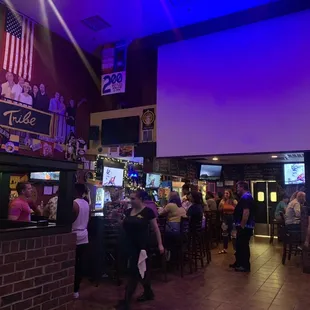 a crowd of people at the bar
