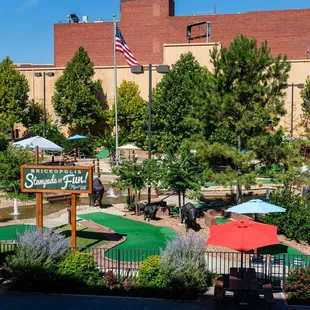 a miniature golf course in a city park