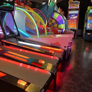 a row of arcade games