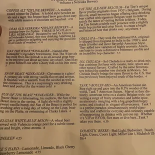 Beer menu